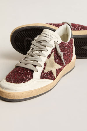 Ball Star Sneaker Red Glitter White Nappa