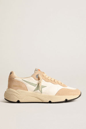White Nappa Running Sole With Beige Trim and Grey Star