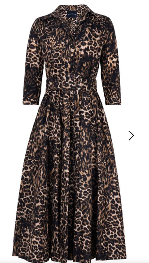 Audrey Leopard Taupe Wool Dress - PRESS Primrose Hill