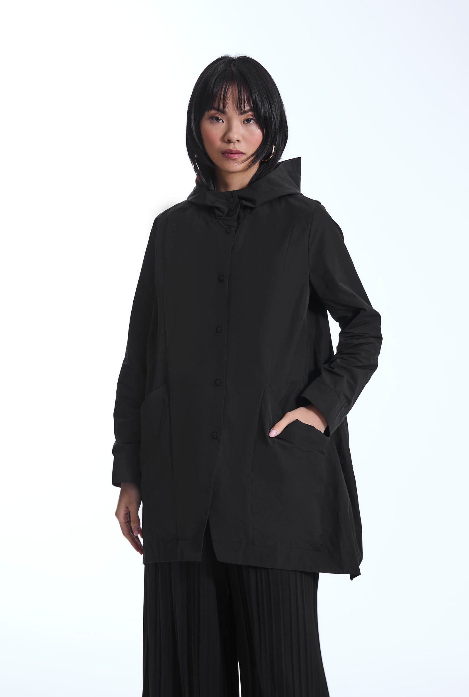 Black Hooded Rainmac