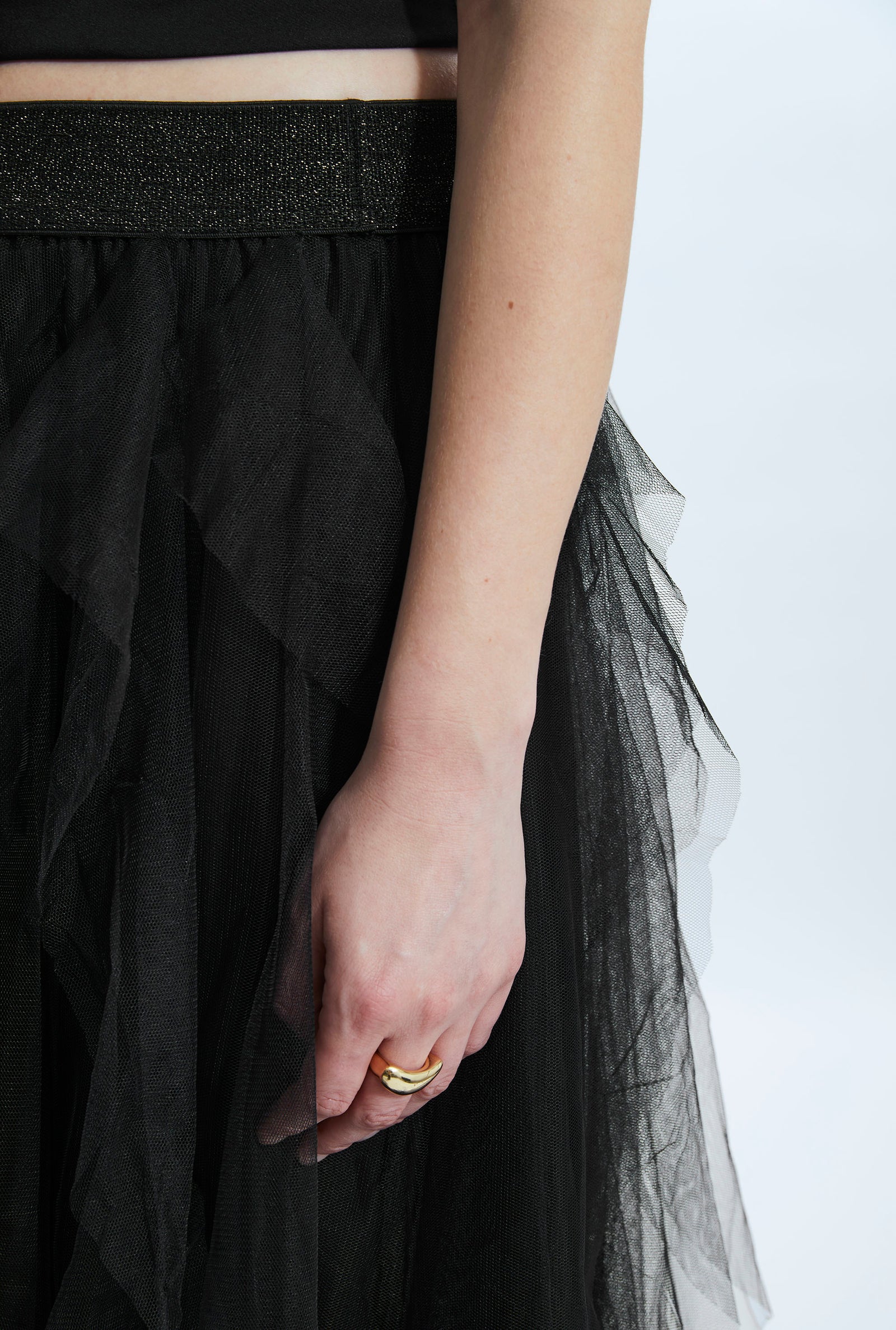 Black Organza Tiered Carrie Skirt