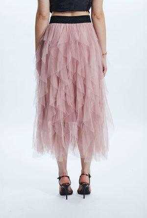 Pink Organza Tiered Carrie Skirt