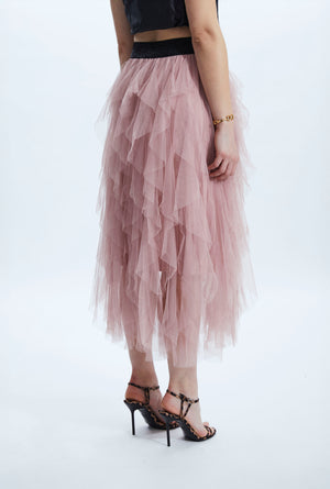 Pink Organza Tiered Carrie Skirt