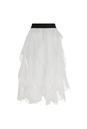 White Organza Tiered Carrie Skirt