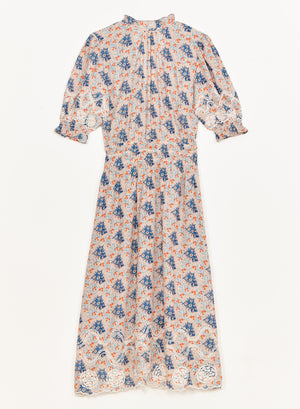 ASTER PRINT & EMB MIDI DRESS