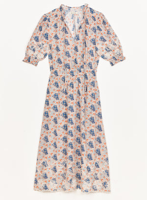 ASTER PRINT & EMB MIDI DRESS