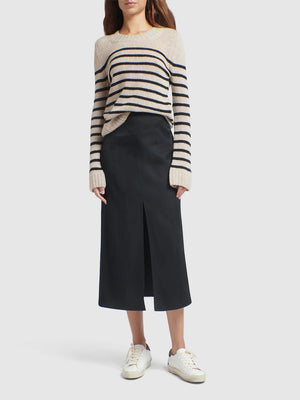 Lilibeth Wool Gabardine Black Maxi Skirt