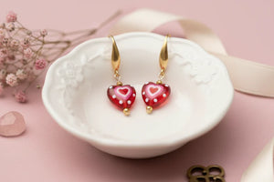Glass Heart Scottish Earrings