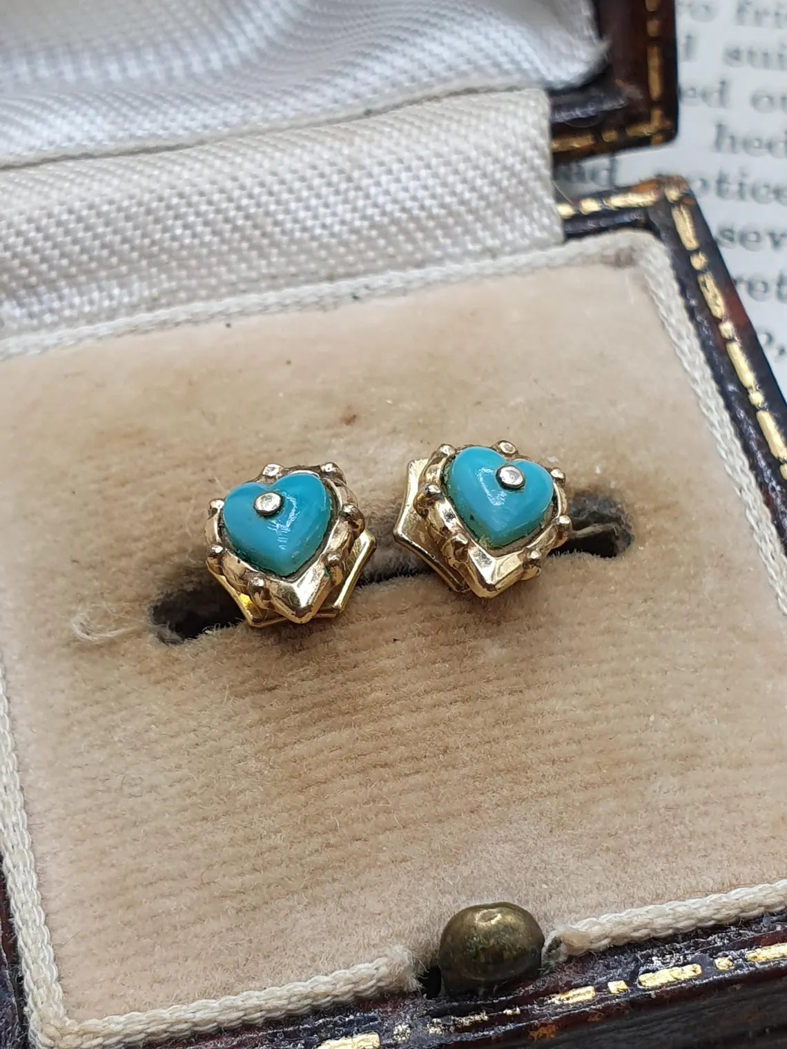 Vintage Gold Heart Stud Earrings
