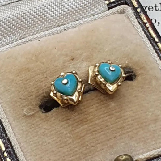 Vintage Gold Heart Stud Earrings