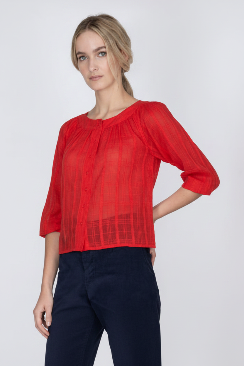 RED EVE cotton-jacquard shirt