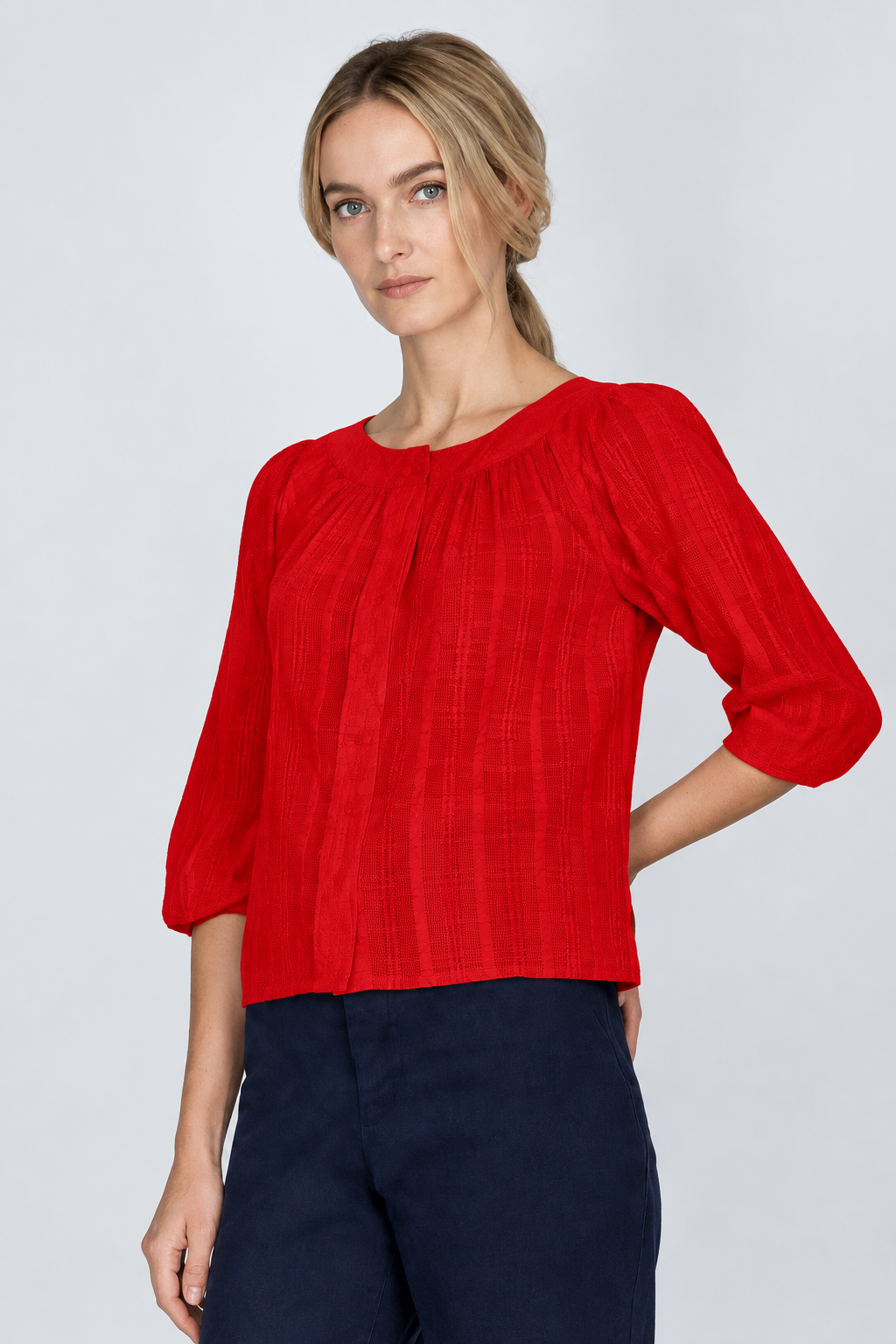 RED EVE cotton-jacquard shirt