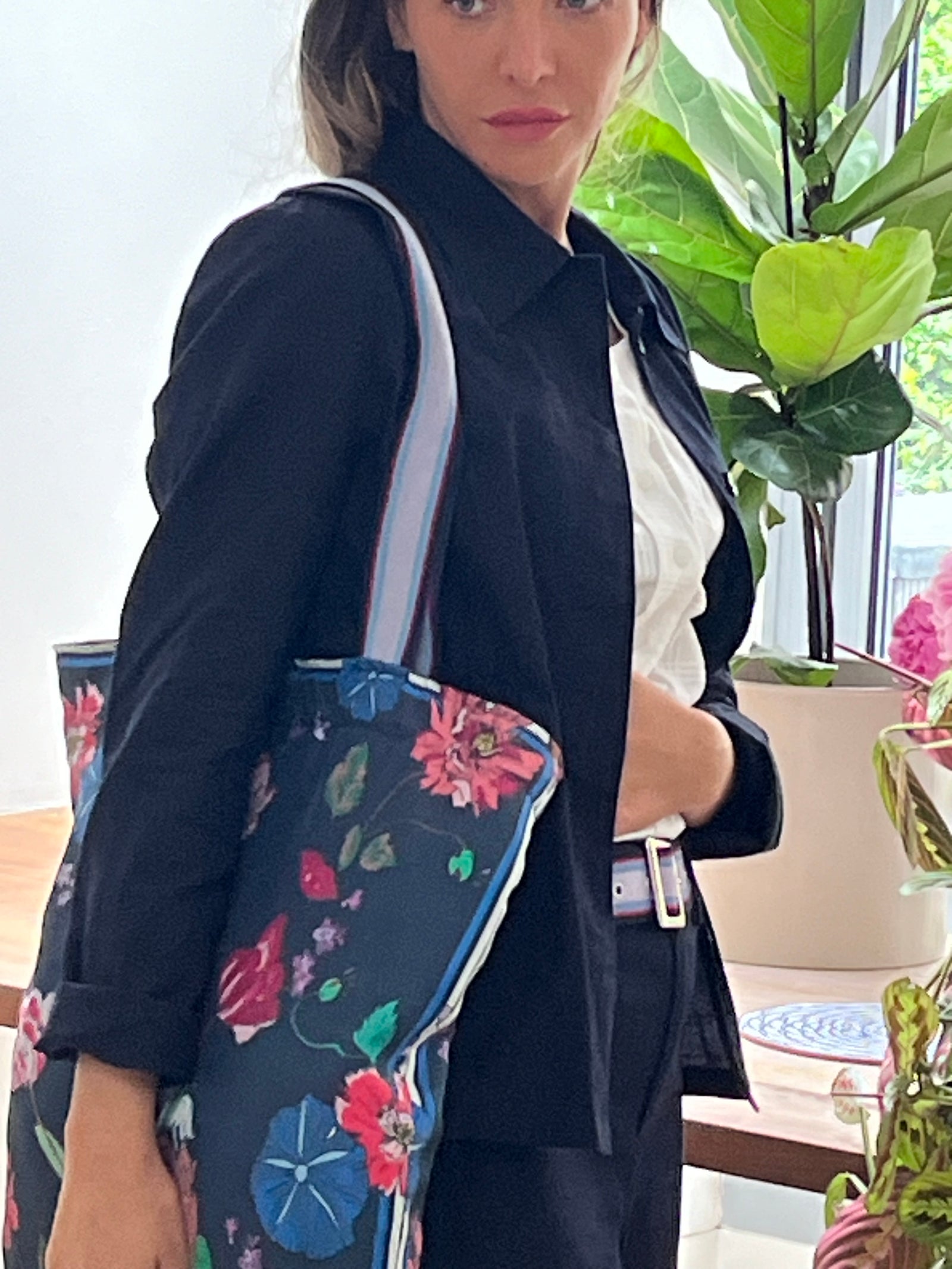 Silk Floral Tote Bag