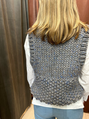 Chunky Grey Hand-Knit Top