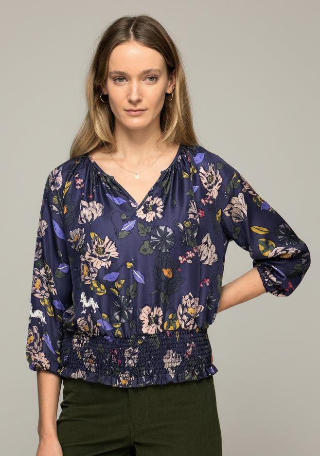 Simone Silk Macro-Print Top - PRESS Primrose Hill