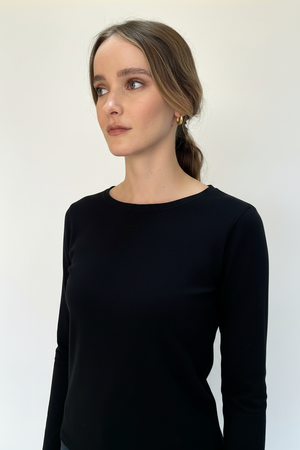 Black-Shadow Breton Long Sleeve Cotton Tee