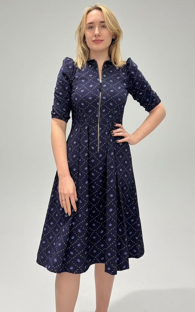 Blitsy-Print Pincord Sonnet Dress