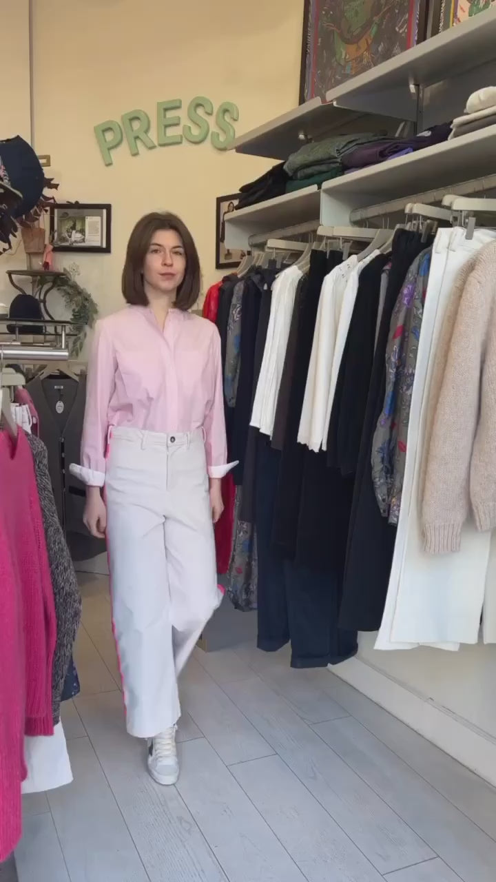 White Sailor Ric Rac Pant In Stretchy Cotton Twill