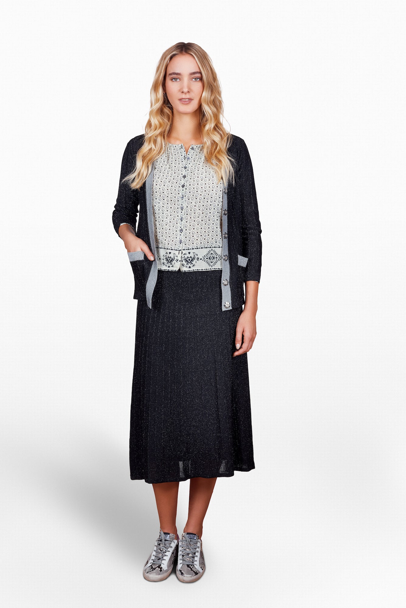 Melanie Press Dica Lurex black glitter cardigan