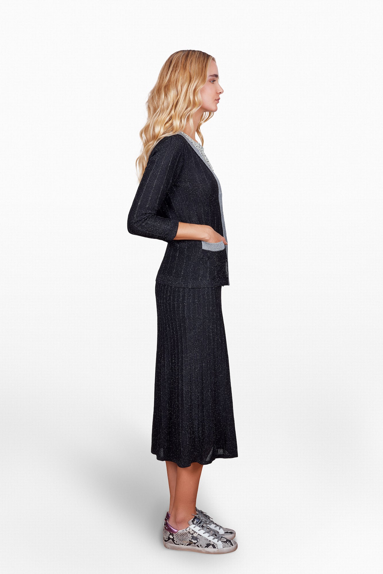 Melanie Press Dica Lurex black glitter cardigan