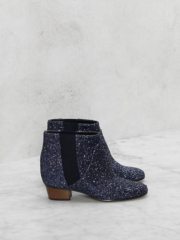 Golden goose Dana blue glitter boot with wood heel