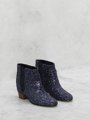 Golden goose Dana blue glitter boot with wood heel