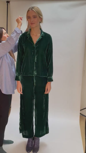 Jimie Emerald Velvet Pant