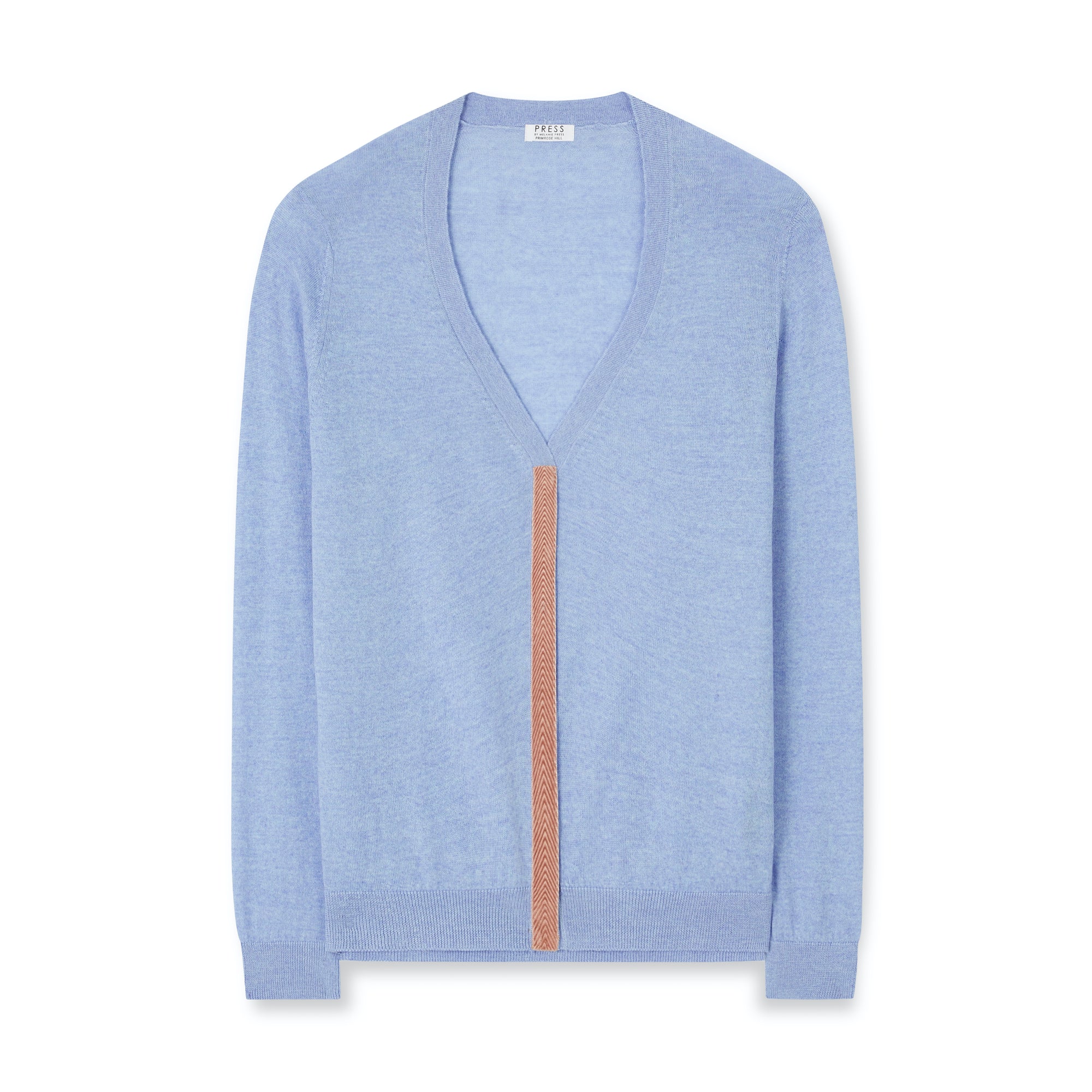 Blue Merino Cardigan With Trims - PRESS Primrose Hill