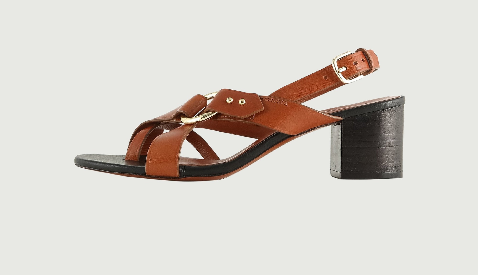 Florentine cognac chunky-heeled sandal
