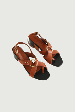 Florentine cognac chunky-heeled sandal