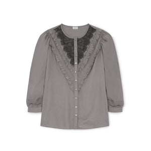 Doll grey blouse with lace insert