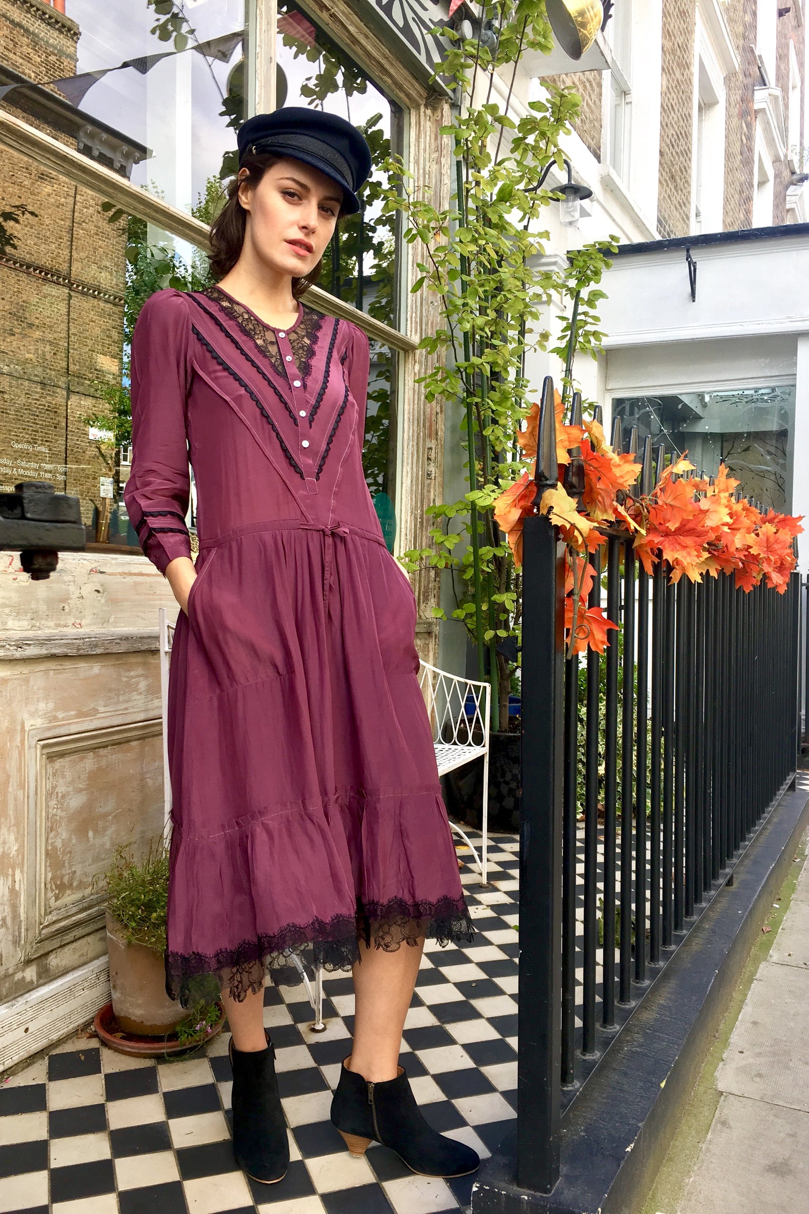 Melanie Press Delhi Dress in Burgundy