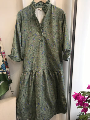 Brannical green print pincord Della dress