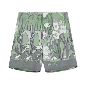 Silk Twill Miss Shorts in Garden-basil Print