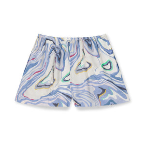 Marble-Lite Printed Viscose Twill Elastic-Waist Carb Shorts