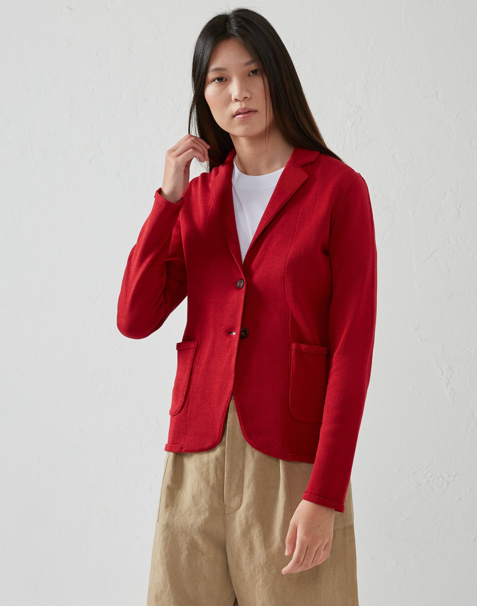 Diantha red knitted jacket - PRESS Primrose Hill
