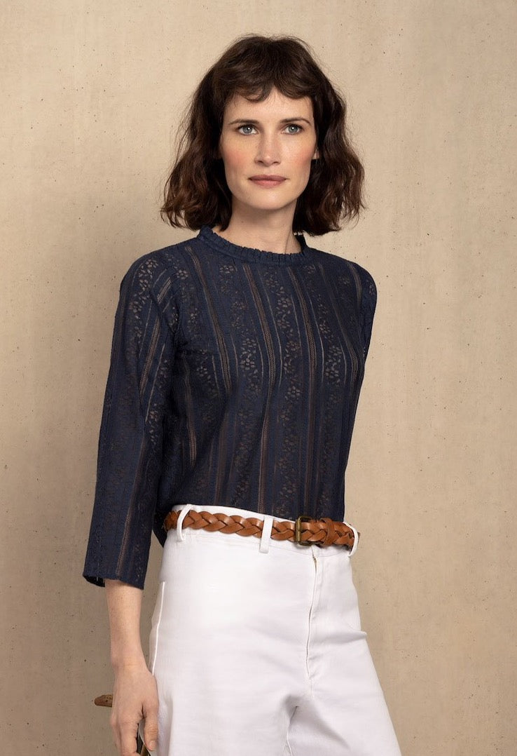 Sadie navy lace top