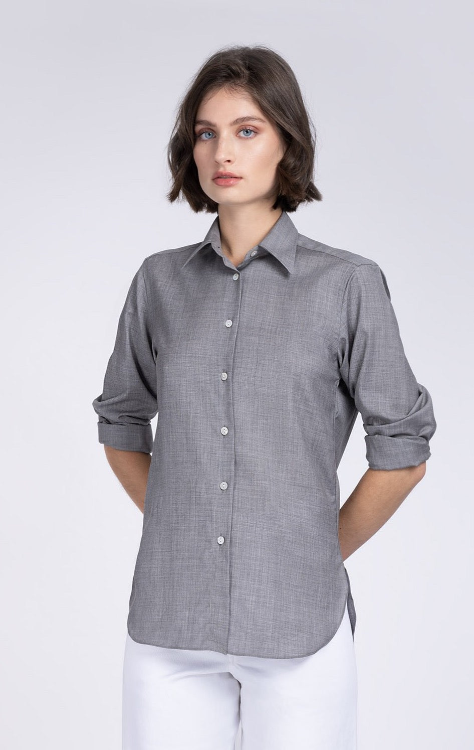 Monna grey silk wool shirt