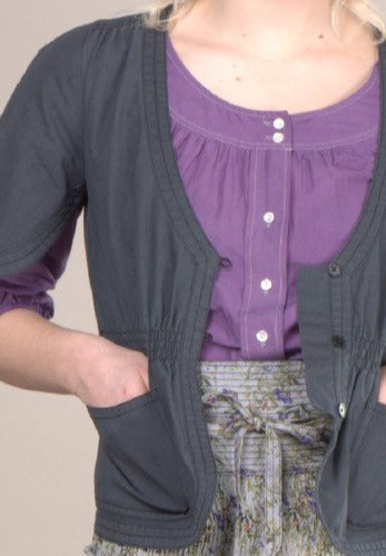 jacket in cotton twill dark navy grey