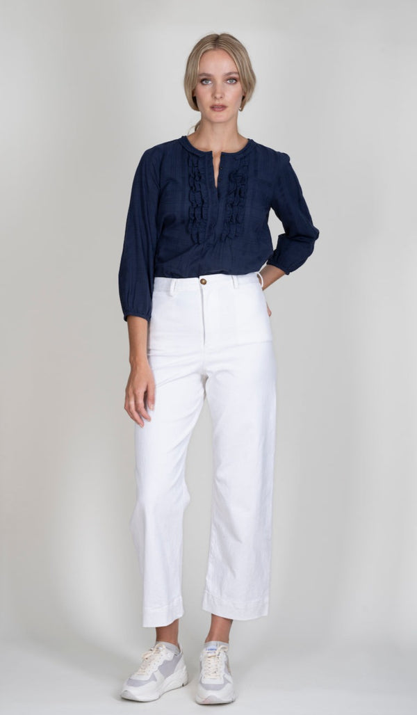 White Sailor Stretch Cotton Twill Pant - PRESS Primrose Hill