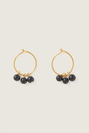 Zazou gold plate earrings with black howlite stones