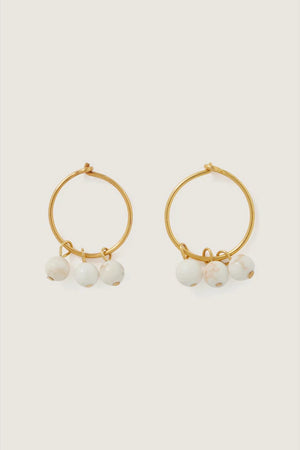 Zazou gold plate earrings with white howlite stones