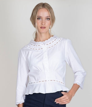 White cotton victoriana-style Sophie blouse - PRESS Primrose Hill