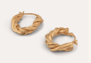 Gold 'woven' hoop earrings