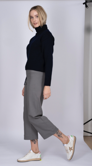 Grey Sailor Pant in Stretch Cotton Twill