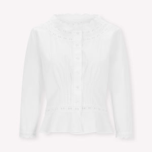 White cotton victoriana-style Sophie blouse - PRESS Primrose Hill