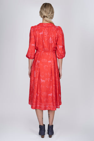 Silk Sonnet Dress in Red Joy Print