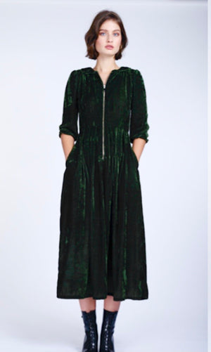 Sonnet long velvet dress green - PRESS Primrose Hill