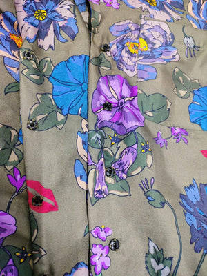 Silk Jodie Shirt In Olive-Macro Print